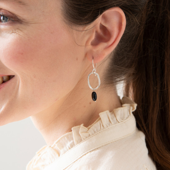 Graceful Black Onyx SP Earrings