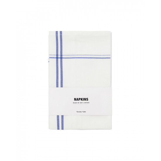 Napkins, NVAmow, White/Blue, Pack of 4 pcs