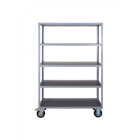 Shelving unit w. 4 wheels, NVTrolley, Grey, 5 shelves