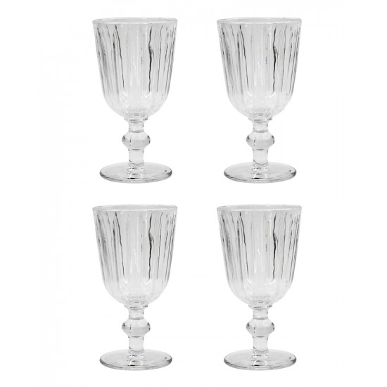 Wine glass, NVGroove, Clear, Set of 4 pcs, 24 cl, Handmade