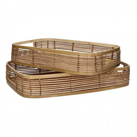 OSAKA - set/2 dienbladen - rotan - L 40/45 x W 26/30 x H 8/8 cm - naturel