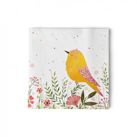 Bird yellow Napkin 25x25