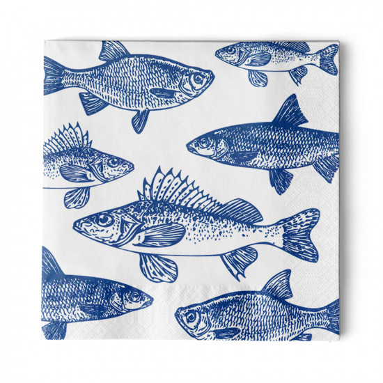 Graphic Fishes marine 33x33cm