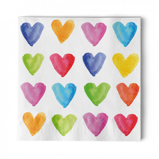 Aquarell Hearts 33x33 cm