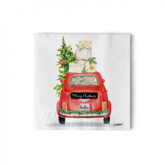 Christmas Taxi Napkin 25x25