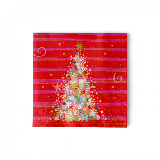 Christmas Red & Pink Napkin 25x25