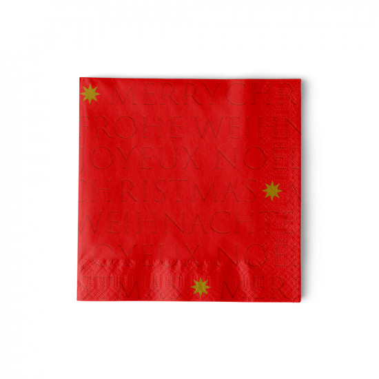 Christmas embossed red Napkin 25x25 relief