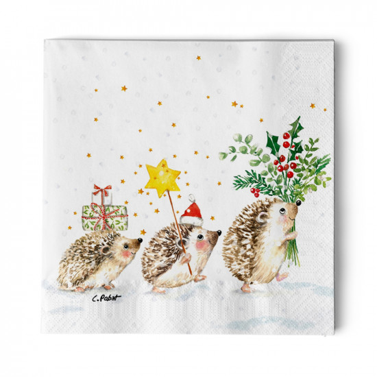 Christmas Hedgehogs Napkin 33x33