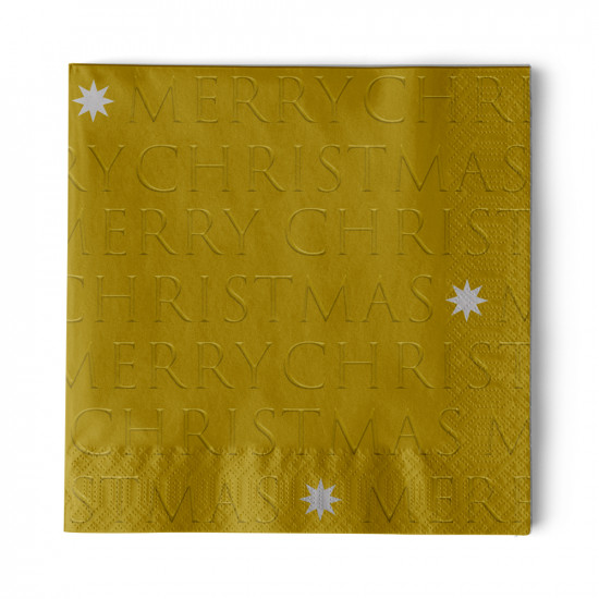 Christmas Letters gold Napkin 33x33 relief