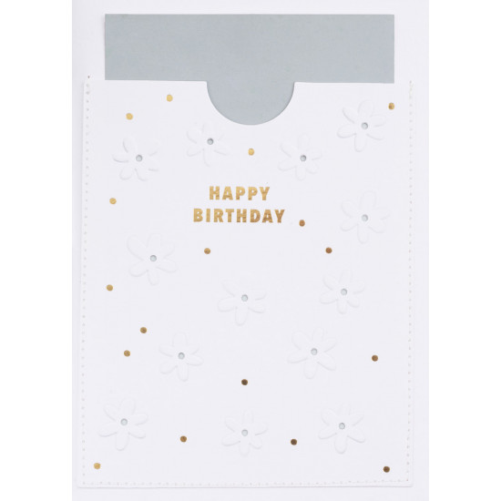 Flowers embossing card Happy Birthday