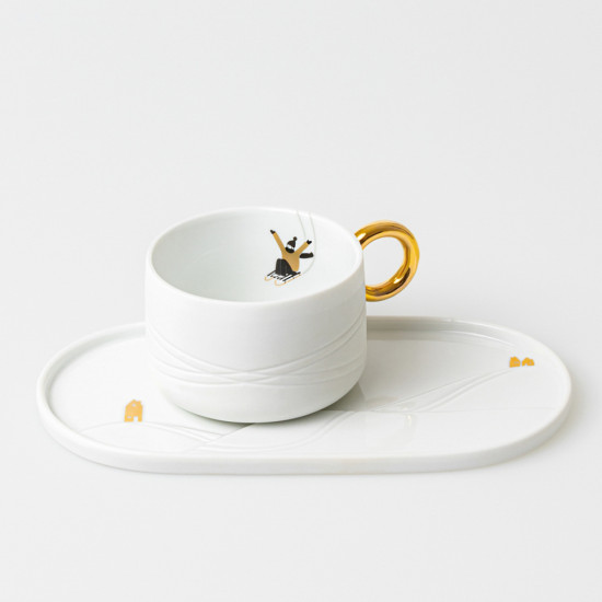 Cup with serving plate 22x11x3,6cm