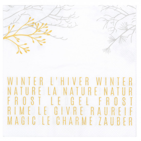 Napkin Winter 3 languages 33x33cm