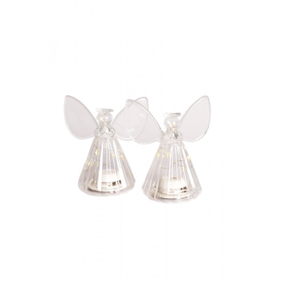 Iris angel 2 pcs. H10cm, 5LED, Clear