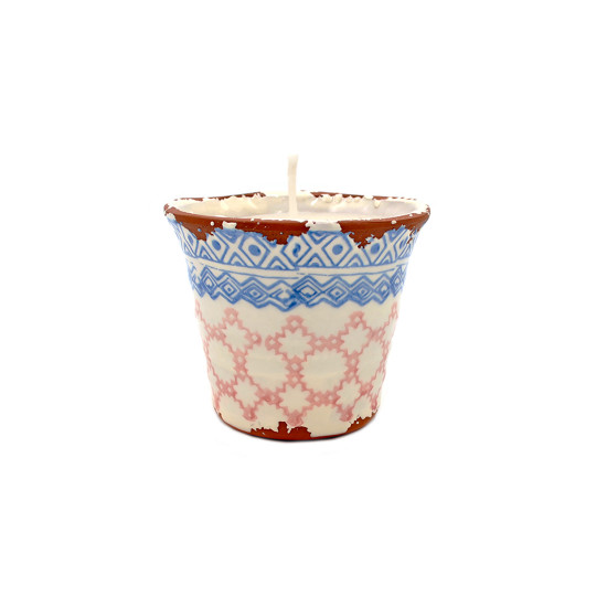 Keramieken Pot met Kaars ETNIC ROSA/AZUL 11X9cm CITRONELA