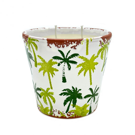 Keramieken Pot met Kaars PALMERAL VERDE 14X12,5cm COCO E HIGOS